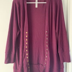 Purple button down v-neck cardigan